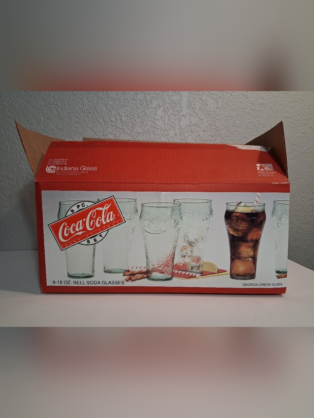 Vintage Coca-Cola | Georgia Green | Bell Soda Glass Set of 8 Retro - Picture 11 of 11